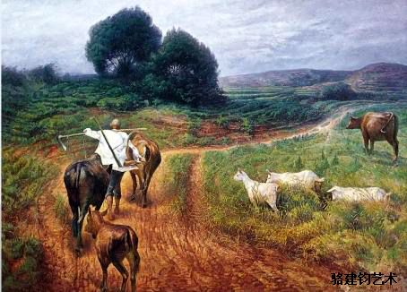 油画作品油画《乡间小路》 